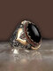 1 قطعة ريترو بسيط نمط أزياء شخصية خاتم العقيق حجر - أسود