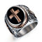 Punk Gold Ring Stainless Steel Cross The hand of God Shape Rock Biker Finger Ring for Men Gift - Rose Gold
