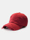 Unisex Cotton Distressed Ripped Hole Solid Color Trendy All-match Adjustable Outdoor Sunshade Peaked Caps Baseball Caps - Wine Red