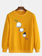 Mens Christmas Cartoon Snowman Printed Pullover Casual Drop Shoulder Sweatshirts - Yellow