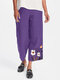 Flower Embroidery Casual Pants For Women - Purple