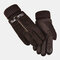 Men Leather Plus Velvet Thick Screen Touchable Riding Driving Motorcycle Windproof Keep Warm Full-finger Gloves - #04