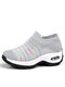 Women Casual Air Cushion Rocker Sole Sock Shoes Breathable Comfy Walking Shoes - Gray