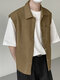 Mens Knit Textured Lapel Snap Button Sleeveless Vest - Coffee