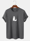 Mens Cartoon Ghost & Dog Print Cotton Short Sleeve T-Shirts - Dark Gray