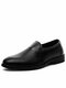 Men Black Pointed Toe Slip On Formal Dress Shoes - Black