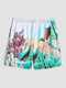 Men Landscape Print Mountain Wide Legged Vacation Water Resistant Board Shorts - Yellow