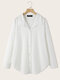 Plus Size Solid Button Lapel Collar Elegant Women Blouse - White