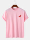 Mens Watermelon Chest Print Cotton Daily Short Sleeve T-Shirts - Pink