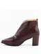 Plus Size Women Retro Casual Pointed Toe High Heel Open Vamp Boots - Wine Red