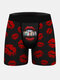 3 Color Sexy Mens Underwear Allover Love Pattern & Geometric Print Boxer Briefs - Red