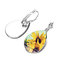 Orecchini Bohemian Sun Flower Print Forma goccia d'acqua Girasole Gem Mount Ear Gancio Regali gioielli da donna - 05