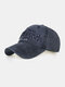 Men Washed Cotton Letter Pattern Baseball Cap Outdoor Sunshade Adjustable Hat - Navy