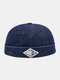 Unisex Denim Hip Hop Vintage Casual Letters Embroidered Logo Brimless Beanie Skull Caps Landlord Hat - Blue