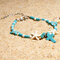 Vintage Starfish Anklet Turquoise Cross Pendant Women Anklet  Ethnic Style Anklet - Blue