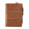 Vintage RFID Genuine Leather Multi-slots Zipper Pocket Key Ring Bifold Wallet For Men - Brown