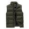 Stand Colllar Solid Color Down Padded Quilted Coat Vest for Men   - Army Green