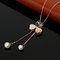Women Vintage Long Chain Necklace With Bowknot Pendants - Rose/Gray