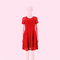 temperament fashion round neck short-sleeved lace dress - Red