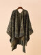 Women Artificial Cashmere Ovlay Mixed Color Ethnic Pattern Print Autumn Winter Elegant Warmth Shawl - Khaki
