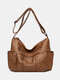 Women Vintage Large Capacity PU Leather Crossbody Bag Shoulder Bag - Brown