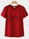 Letters Print Short Sleeve O-neck Casual T-Shirt For Women - Red