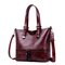 Vintage Faux Leather Large Capacity Handbag Tote Bag Shoulder Bag For Women - Red