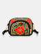 Women Embroidered Purse Cellphone Wallet Crossbody Bag Mini Shoulder Bag - Red 1