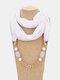 Vintage Beaded Chain Pendant Solid Color Chiffon Resin Neck Sun Protection Scarf Necklace - White