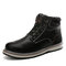 Men Microfiber Leather Waterproof Warm Plush Lining Lace Up Ankle Boots - Black