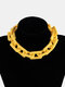 Punk Hip Hop Button Chain Necklace Simple Tassel Acrylic Necklace - Yellow