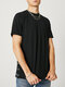 Mens Double Side Corn Buckle Solid T-Shirt - Black