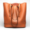 Women Genuine Leather Handbag High End Tote Bag Bucket Bag - Brown