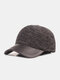 Men Cotton Mixed Color Knitted Patchwork PU Brim Built-in Ear Protection Warmth Baseball Cap - Gray