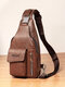 Retro Simple Fashion Waterproof All-match Classic Sport Hiking Travel Large-capacity Multi-pocket Crossbody Bag Chest Bag - Light brown