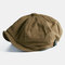 Men Vintage Painter Beret Hats Octagonal Newsboy Cap Cabbie Lvy Flat Hat - Coffee