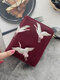 Women PU Leather Crane Embroidered Bags Card-slots Mini Small Wallet Purse - Wine Red