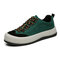 Men Patchwork Comfy Round Toe Lace Up Casual Skate Sport Shoes - Green