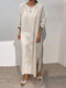 Casual Split Hem Long Sleeve Plus Size Dress - White