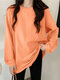Solides Langarm-Sweatshirt mit lockerem Rundhalsausschnitt - Orange