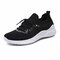 Women Knitted Brathable Soft Sole Comfy Sports Casual Sneakers - Black