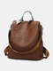 Women Vintage PU Leather Embossed Multi-carry Crossbody Bag Shoulder Bag Backpack Handbag - Brown
