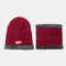 Men Wool Plus Velvet Thick Winter Keep Warm Neck Protection Windproof Knitted Hat - Red
