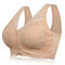 3XL Zip Front Lace Push Up Wireless Full Coverage Bras - Nude