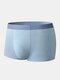 Mens Solid Color Seamless Breathable Mid Waist Boxer Briefs - Light Blue