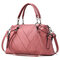 Women Faux Leather Simple Handbag Leisure Shoulder Bag - Pink