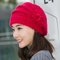 Boina de punto caliente Skullies Crochet Bonnet Fur Sombrero - Rojo