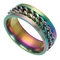 Titanium Steel Rotating Chain Rings Fashion Style Steel Rings For Men - Colorful