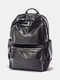 Men Black Vintage PU Leather Sport PU Leather Backpack Travel Bag - Black