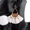Bohemian Geometric Fan Earrings Ethnic Tassel Pendant Long Earrings Chic Jewelry - White